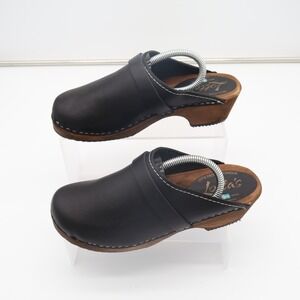 Lotta From Stockholm Classic Clogs Womens EU 39 Black Leather Round Neck Shoes